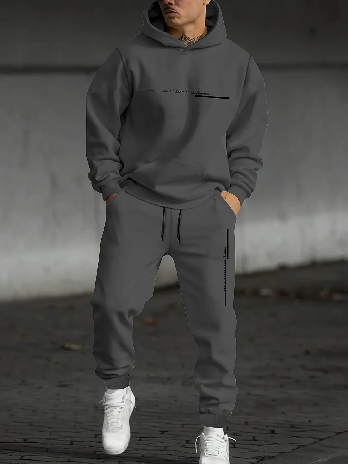 2026 Men's Fall Printed Hoodie and Jogger Set - Perfect for School Start Season men clothes tracksuit mens clothes funny suit