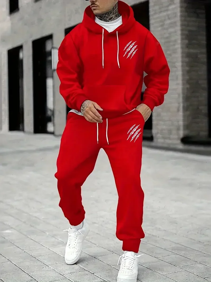 2026 Men's Fall Printed Hoodie and Jogger Set - Perfect for School Start Season men clothes tracksuit mens clothes funny suit