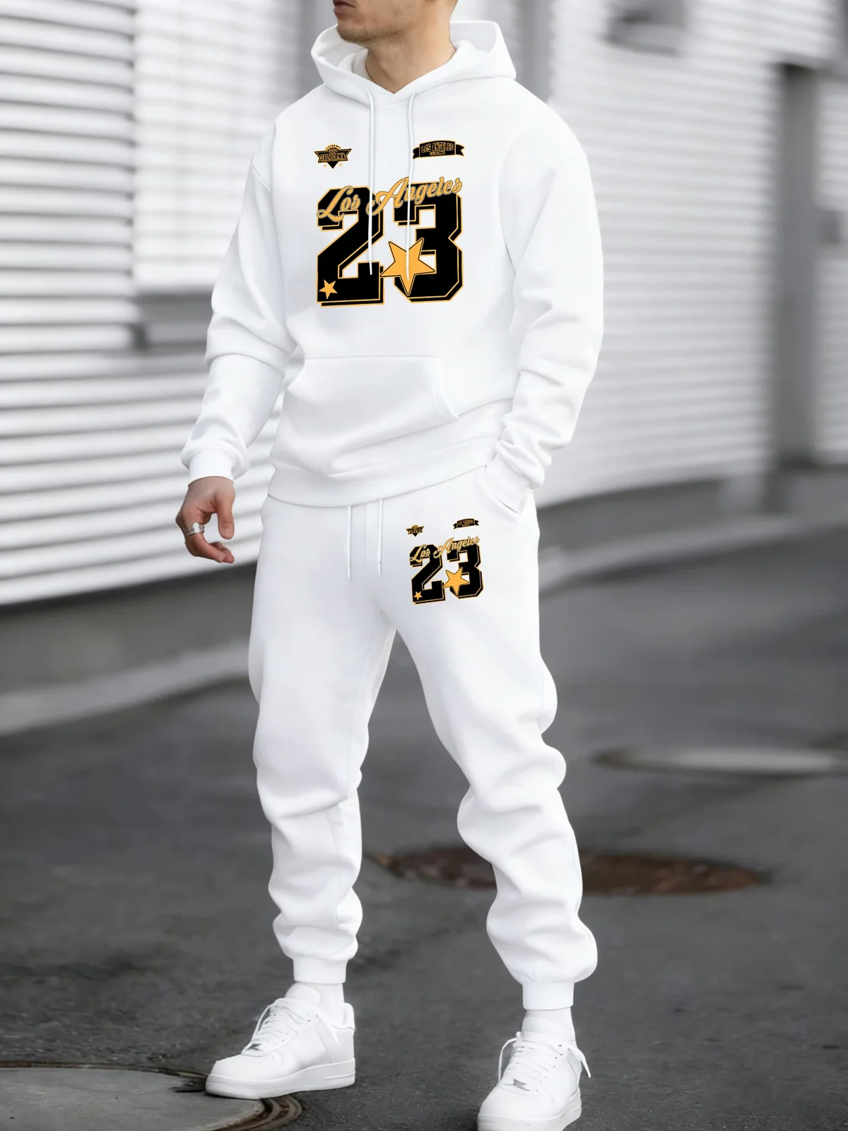 California Los Angeles Number 23 Print Autumn Winter Man Hoody Long Pants Set Fleece Jogging Sweatpant Basic Casual Sweatshirts