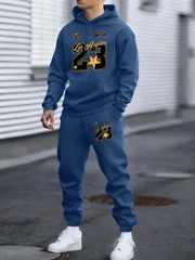California Los Angeles Number 23 Print Autumn Winter Man Hoody Long Pants Set Fleece Jogging Sweatpant Basic Casual Sweatshirts