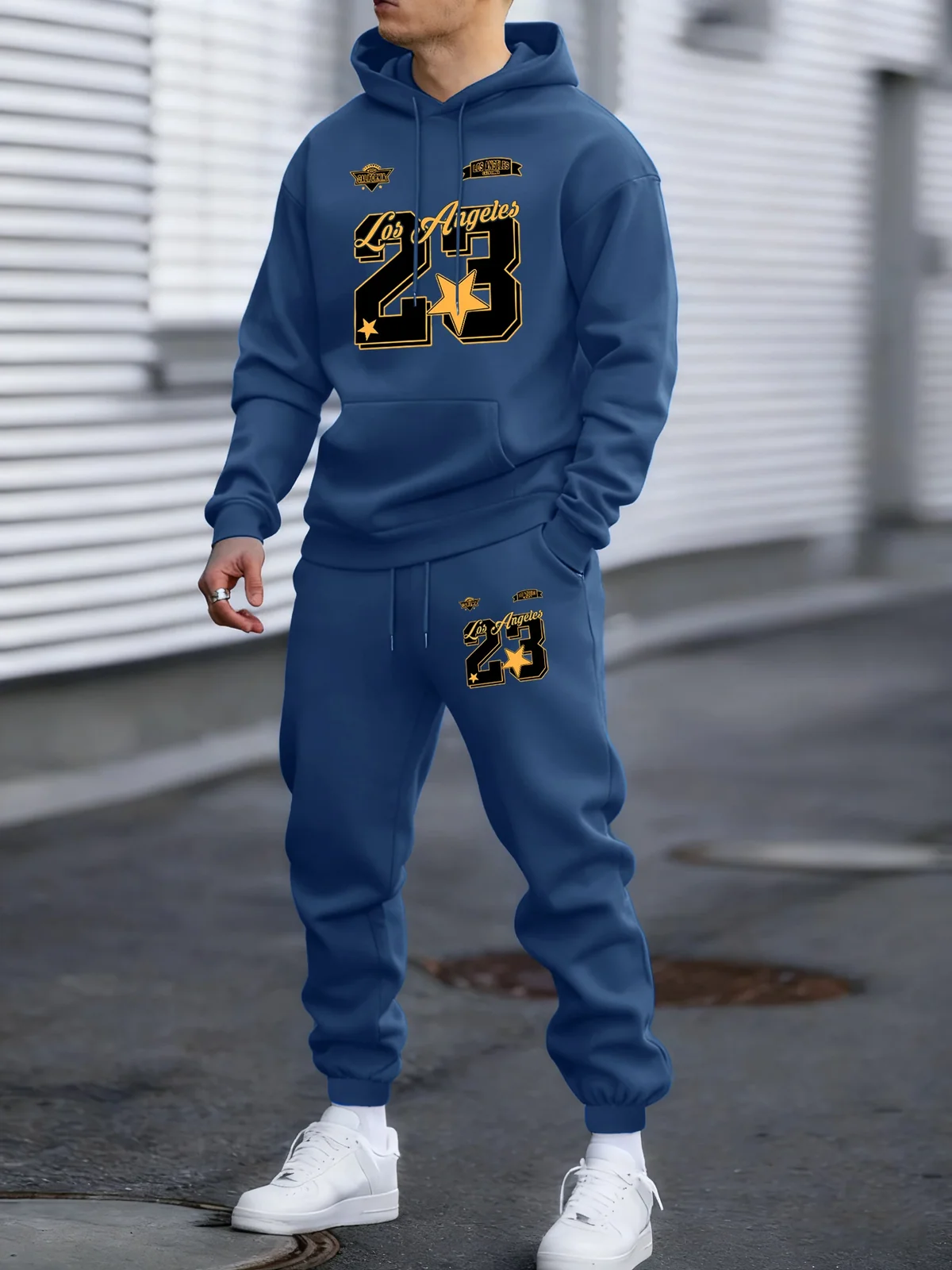 California Los Angeles Number 23 Print Autumn Winter Man Hoody Long Pants Set Fleece Jogging Sweatpant Basic Casual Sweatshirts