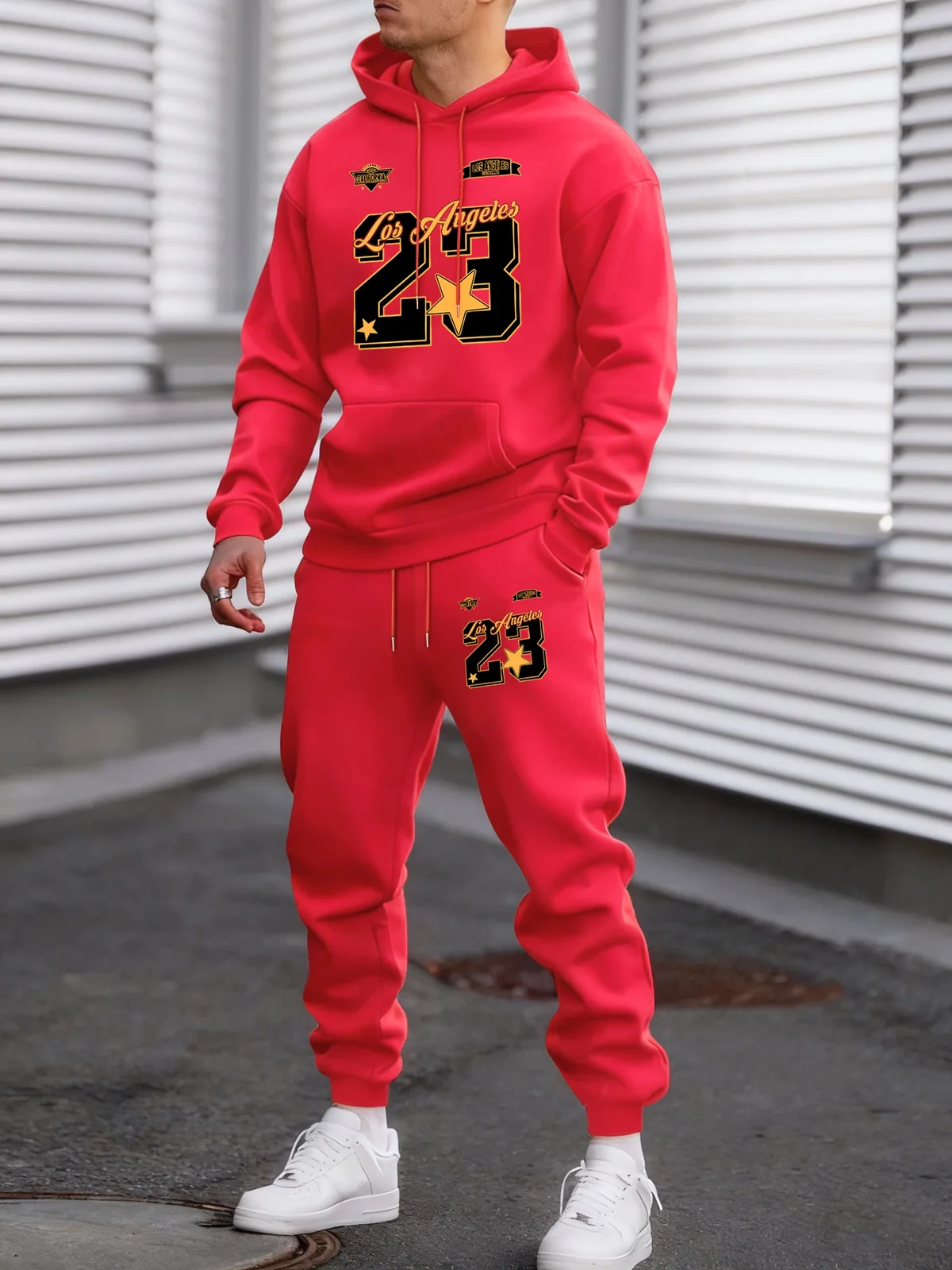 California Los Angeles Number 23 Print Autumn Winter Man Hoody Long Pants Set Fleece Jogging Sweatpant Basic Casual Sweatshirts