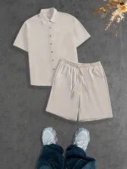 Men's 2 Piece Set Summer Outfits Man Clothes Short Sleeve Shirt And Shorts Matching Casual Outfit Set