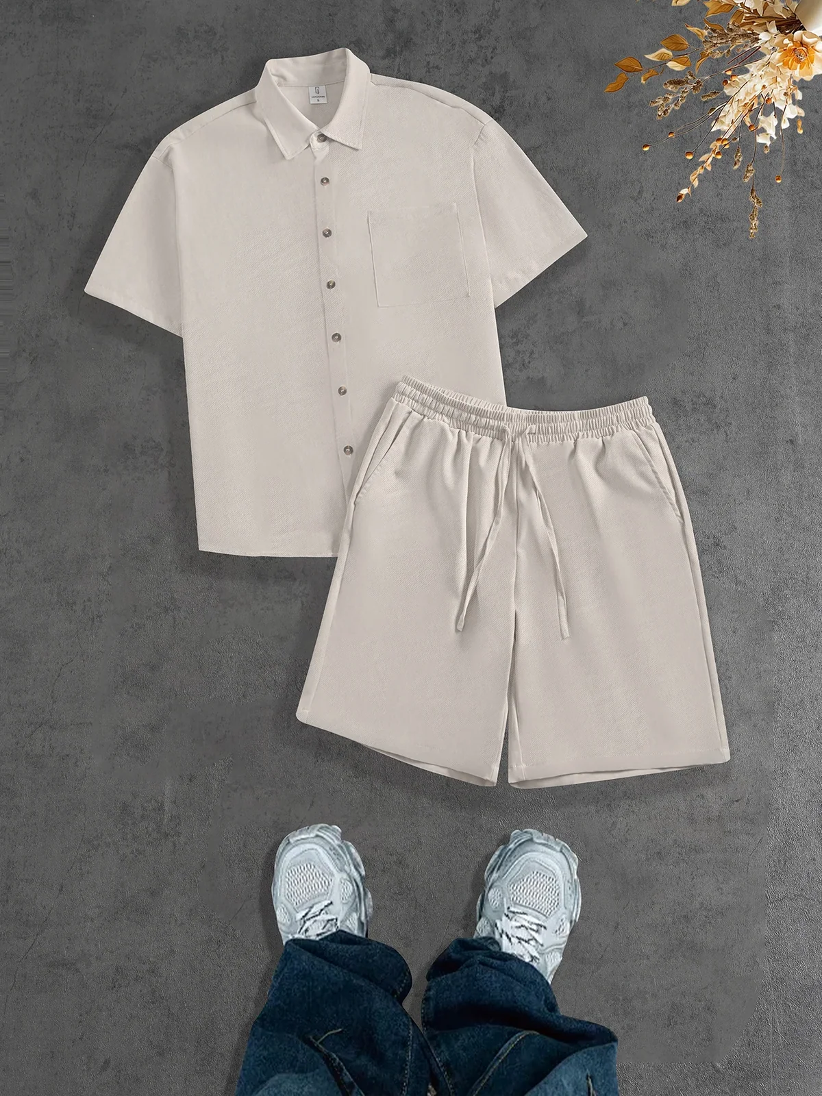 Men's 2 Piece Set Summer Outfits Man Clothes Short Sleeve Shirt And Shorts Matching Casual Outfit Set