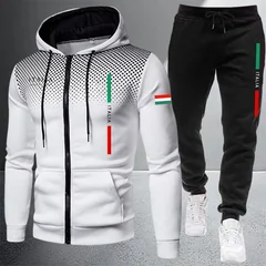 Men's Tracksuit Casual Zip Hooded Sweatshirt Coat Outdoors Sports Jogging Clothes AutumnWinter Single Mix and Match Jacket Pants