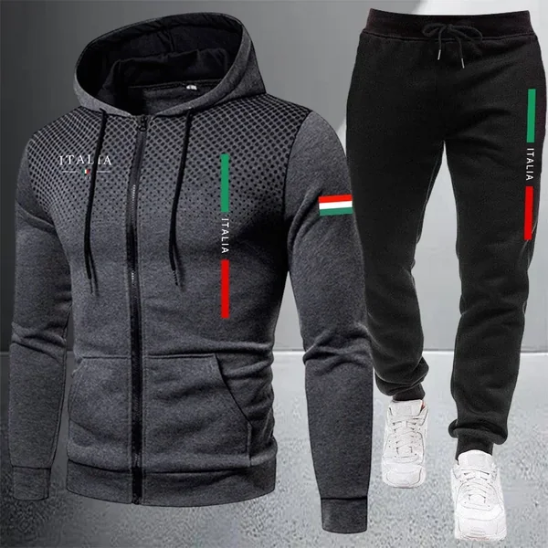 Men's Tracksuit Casual Zip Hooded Sweatshirt Coat Outdoors Sports Jogging Clothes AutumnWinter Single Mix and Match Jacket Pants