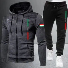 Men's Tracksuit Casual Zip Hooded Sweatshirt Coat Outdoors Sports Jogging Clothes AutumnWinter Single Mix and Match Jacket Pants