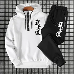 Men's Set/Hoodie/Pants 2026 Bushido Fashion Tracksuit Half-Zip Hoodie Sweatpants Autumn Winter Daily Casual Sports Jogging Suit