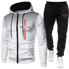 Men's Tracksuit Casual Zipper Hooded Sweatshirts Dot Coat Autumn Winter Sports Jogging Clothing Daily Outdoors Jacket Streetwear