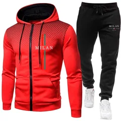 Men's Tracksuit Casual Zipper Hooded Sweatshirts Dot Coat Autumn Winter Sports Jogging Clothing Daily Outdoors Jacket Streetwear