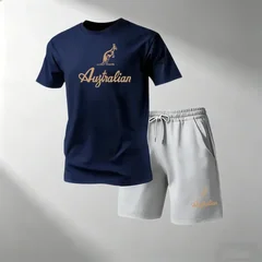 Men's Fitness T-Shirts Sets Breathable Quick Dry Short Sleeve + Sports Shorts Summer Casual Round Neck Suit Hot Sale Street