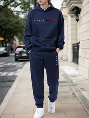 2026 New Men's Tracksuit Print Casual Hooded Sweatshirt Outdoors Sports Jogging Man Clothes Autumn Winter Single Hoodies Pants