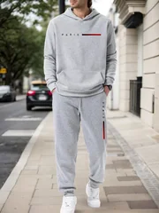 2026 New Men's Tracksuit Print Casual Hooded Sweatshirt Outdoors Sports Jogging Man Clothes Autumn Winter Single Hoodies Pants