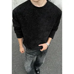 Men Crew Neck Long Sleeve Sweatshirt Diagonal Stripe Jacquard Fabric Loose Oversized Fit For Autumn Street Daily Outfit