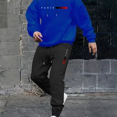 2025 letter printed sportswear set men's hooded sweatshirt long pants set spring and autumn winter warm suit Sports Jogging