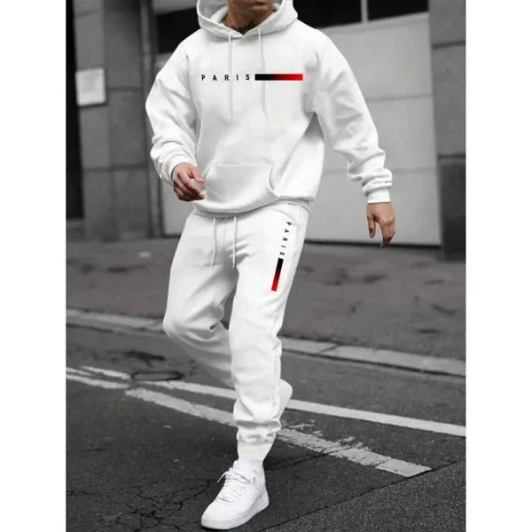 2025 letter printed sportswear set men's hooded sweatshirt long pants set spring and autumn winter warm suit Sports Jogging