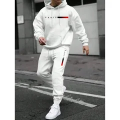 2025 letter printed sportswear set men's hooded sweatshirt long pants set spring and autumn winter warm suit Sports Jogging