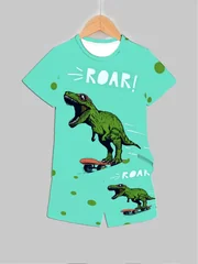 New Dinosaur Printed Outfits Tops + Shorts 2 PCS For Summer Boys Girls Clothing Sets 2 Pcs Baby Fashion Suits