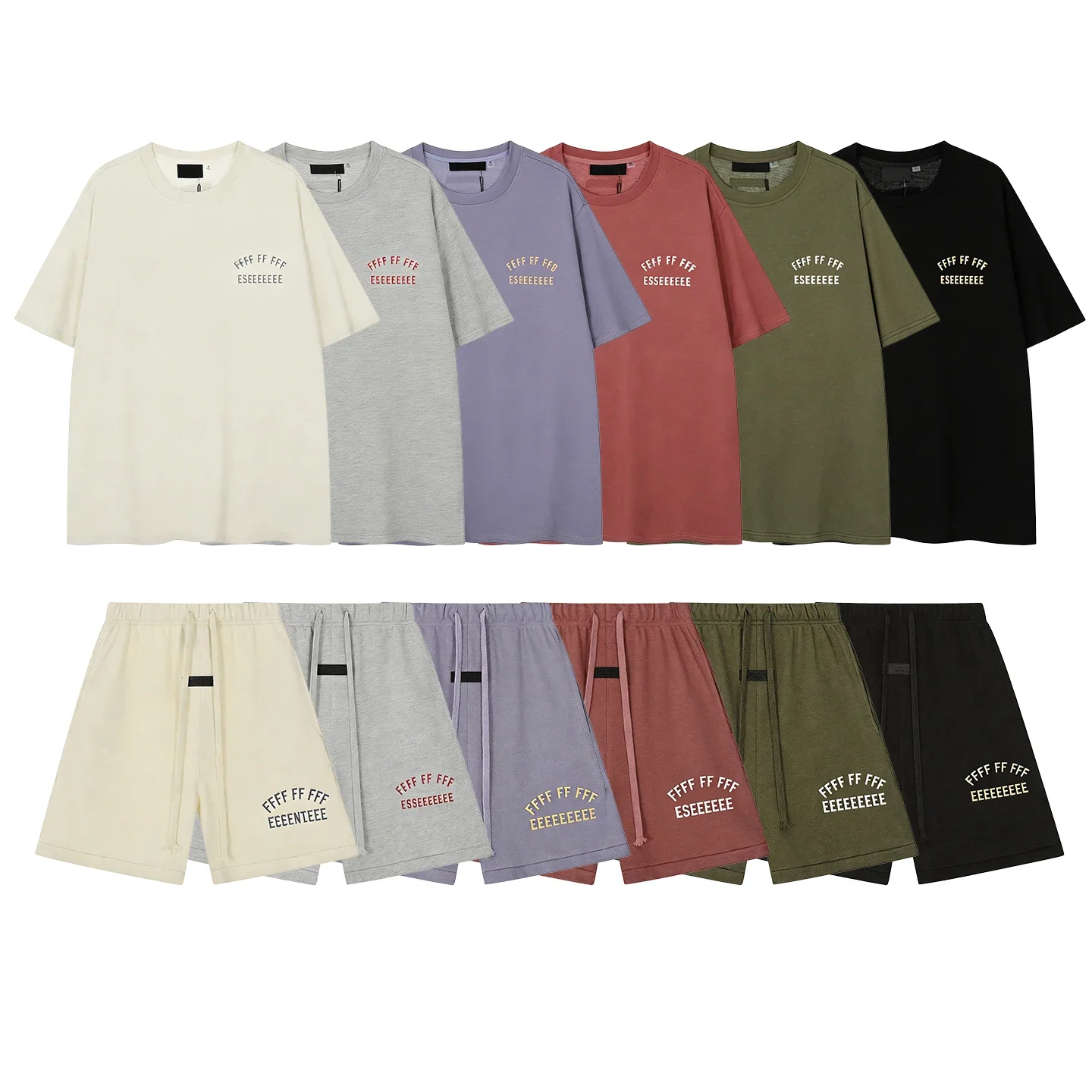 New Series Summer 2-piece Set Luxury Design Printed Letter Couple Shorts Top Double Line High Street Men's Oversized Shorts Set