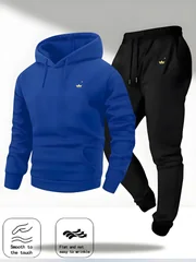 2026 Sports Hot Sale Crown Printed Sportswear Set Men's Hooded Sweatshirt Long Pants Set Spring and Autumn Winter Warm Suit