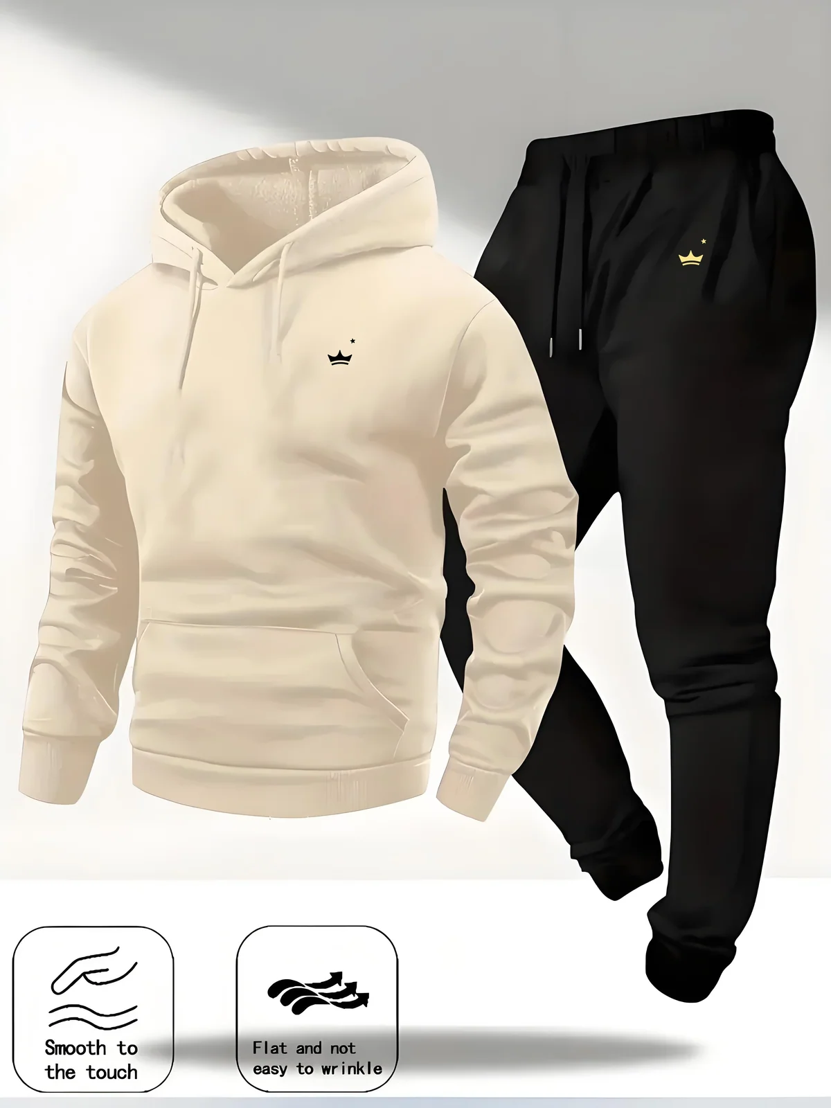 2026 Sports Hot Sale Crown Printed Sportswear Set Men's Hooded Sweatshirt Long Pants Set Spring and Autumn Winter Warm Suit