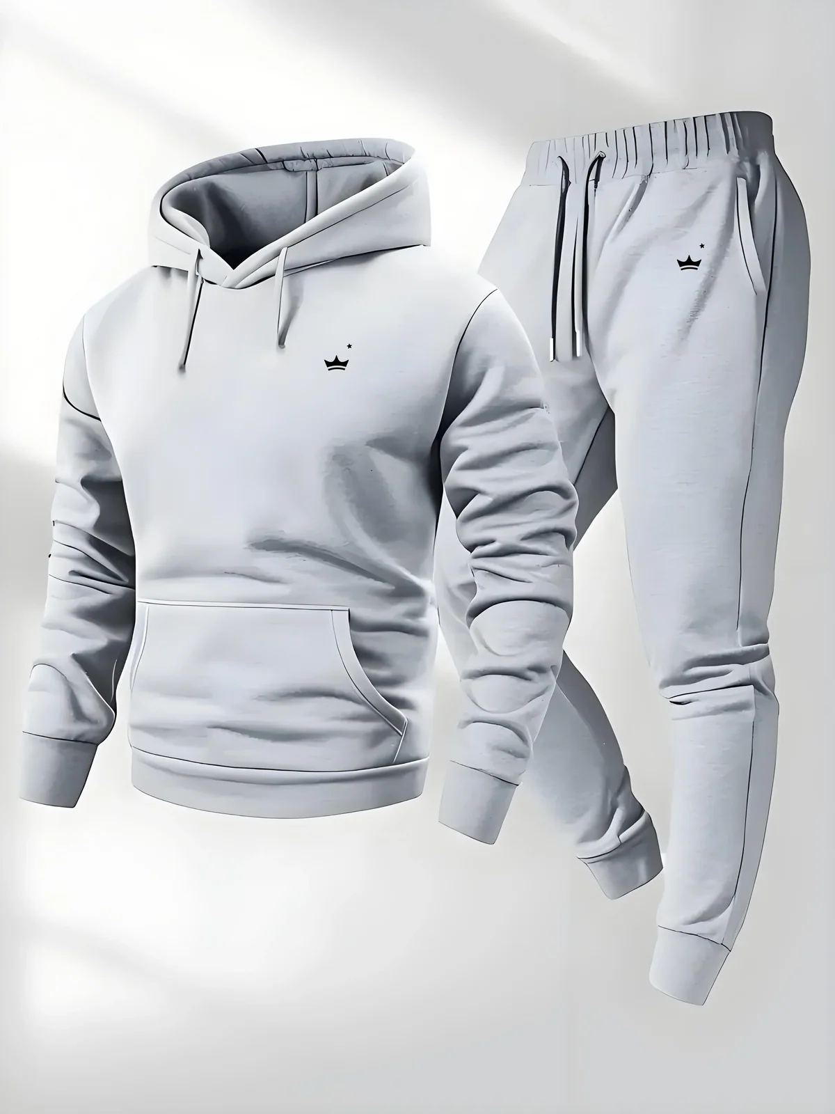 2026 Sports Hot Sale Crown Printed Sportswear Set Men's Hooded Sweatshirt Long Pants Set Spring and Autumn Winter Warm Suit