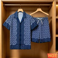 Summer Men's Shirt Sets Casual Vacation Short Sleeve Tees +Shorts 2 Piece Outfit Fashion Loose Shirts Suit High Quality Clothing