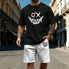 Summer Mens T-Shirt Tracksuit Daily Casual Jogging Sportswear Outdoor Sports Adult Clothes Versatile O Neck Short Sleeves Shorts