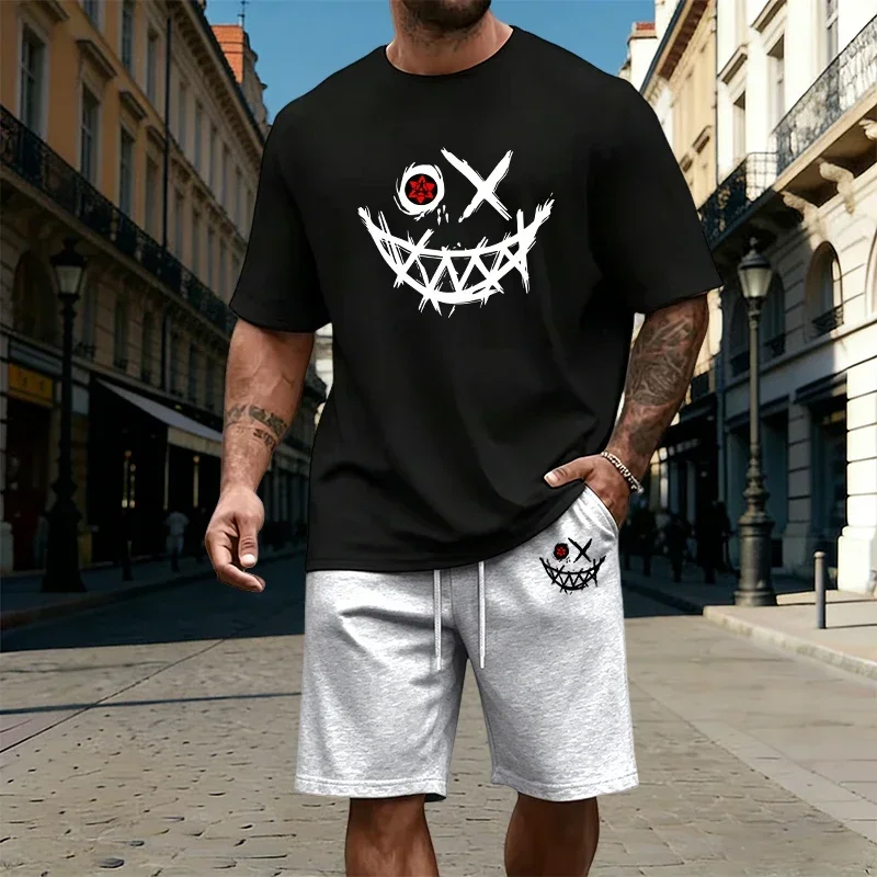 Summer Mens T-Shirt Tracksuit Daily Casual Jogging Sportswear Outdoor Sports Adult Clothes Versatile O Neck Short Sleeves Shorts