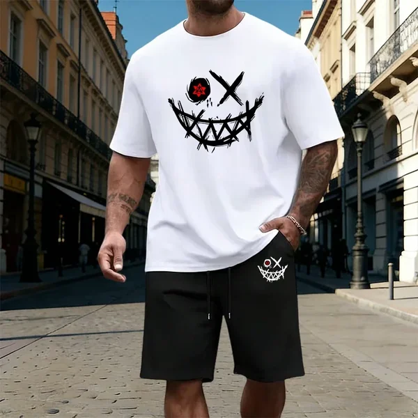 Summer Mens T-Shirt Tracksuit Daily Casual Jogging Sportswear Outdoor Sports Adult Clothes Versatile O Neck Short Sleeves Shorts
