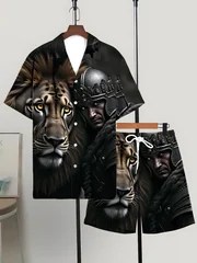 Men's Shirt Sets 2026 Spring/Summer 3D Printed jogging suit training suit set men 2 piece set Tracksuit men Graphic sweat suit