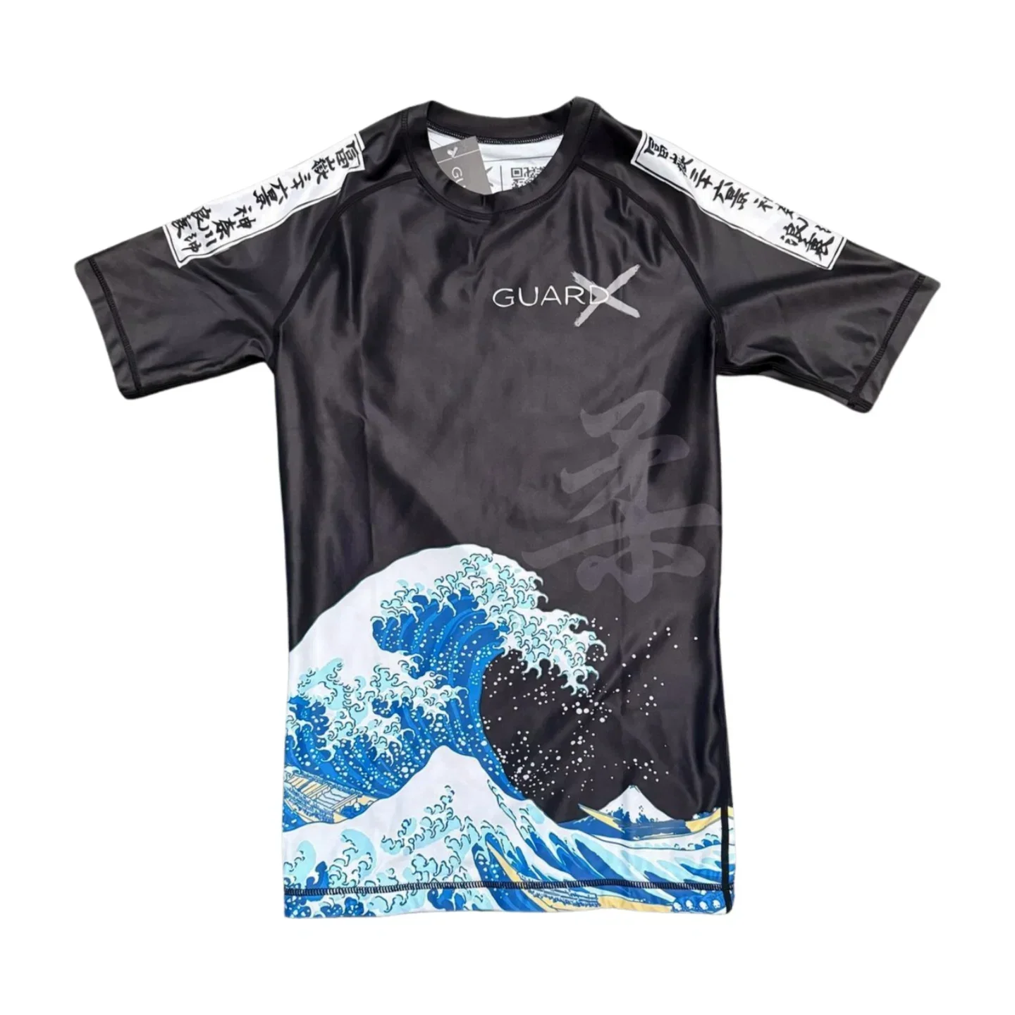 Japan Ukiyo-e Ocean Wave Brazilian Jiu Jitsu Rashguard & Fight Shorts Set (Short Sleeve) Summer Men's Quick-drying T-Shirt Set