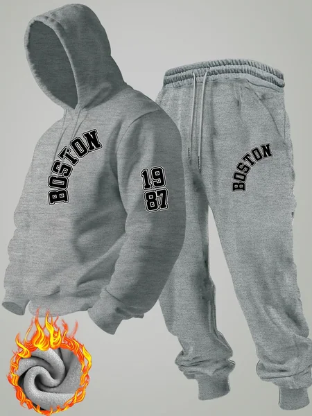 2026 new Men Winter Fleece Hoodie Tracksuit Y2K Streetwear Fashion Minimalist Sweatshirt & Pants Set Warm Sport Outfit Hoodies
