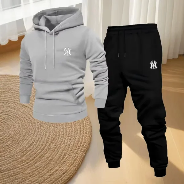 2026 New Men's Hooded Sweatshirt & Sports Pants Set Outdoor Casual Tracksuit Streetwear Fitness Jogger Sportswear Suit