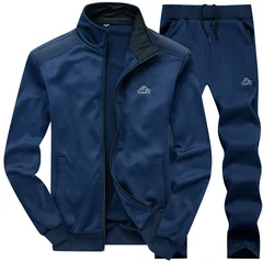 Men's Sporty Casual Long Sleeve Hoodie Cardigan Pants Two-Piece Set Polyester Fiber Polyester Content Autumn Leisure Wear 8XL