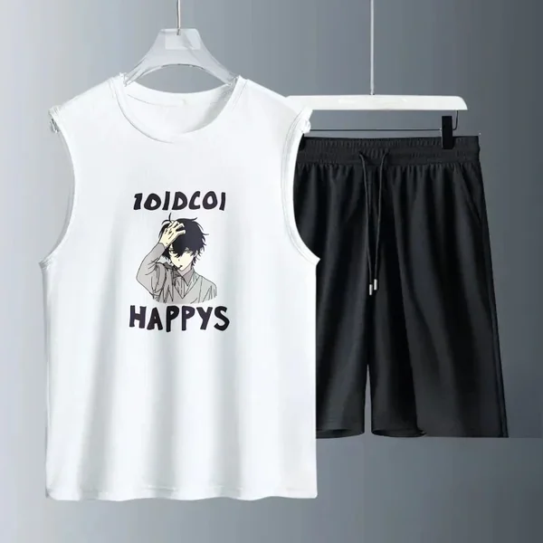 Men's Tank Top Sets 2026 Summer Quick drying Breathable beach two-piece set oversize men's chandals sports running seaside