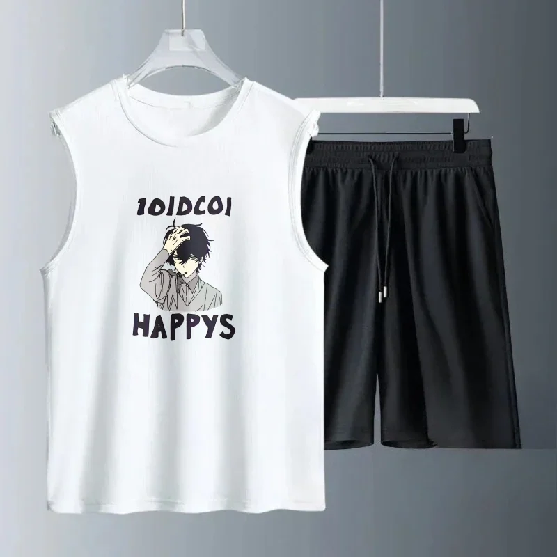 Men's Tank Top Sets 2026 Summer Quick drying Breathable beach two-piece set oversize men's chandals sports running seaside