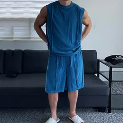 2026 Summer New Men's Round Neck Casual Sleeveless Vest Breathable Vest Shorts Suit Men