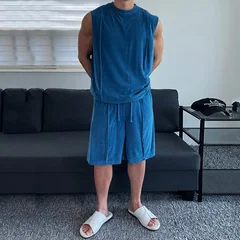 2026 Summer New Men's Round Neck Casual Sleeveless Vest Breathable Vest Shorts Suit Men
