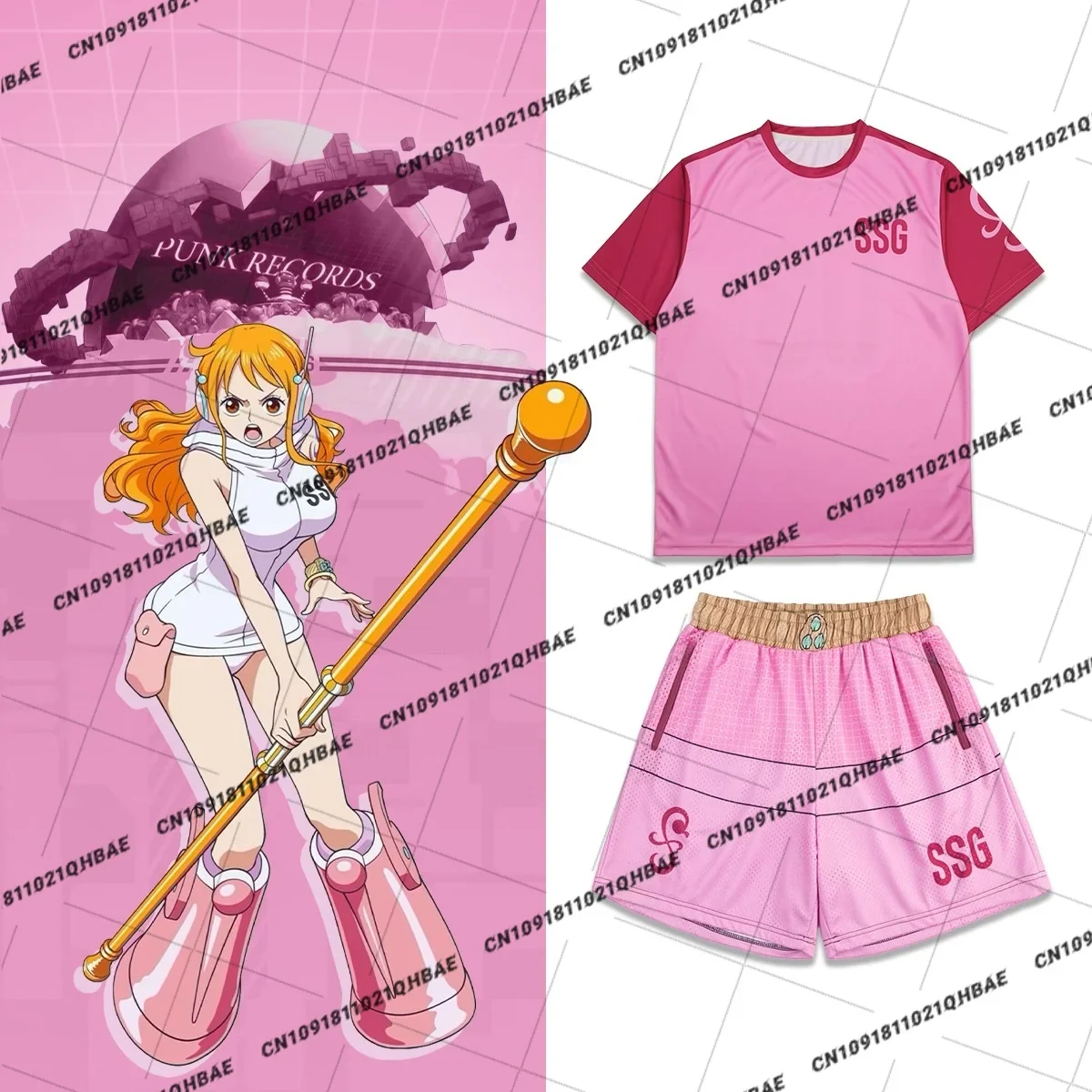 2026 New Egghead Island Nami Anime enthusiasts Cosplay Costume Men Fashion Leisure Sports Set Oversized Tshirt Shorts Set