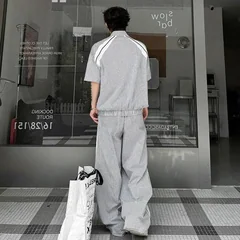 LUZHEN Plaid 2026 Summer Printed Color Contrast Short Design Sleeve Zipper Shirts Men's Loose Casual Pants Two-piece Sets JY8498