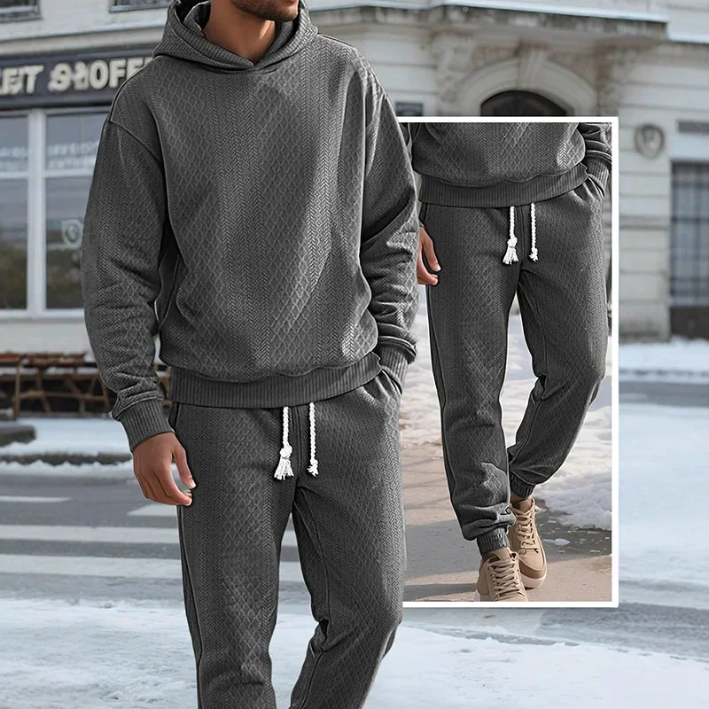 2026 New Hot Sale Sports Men's Sets Hooded Long Sleeves Casual Sweatshirts and Daily Sweatpants Comfort Outdoor Jogging Pants