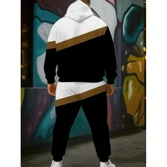 Men's super large hooded sweatshirt with contrasting letter print fashion brand sports two-piece set