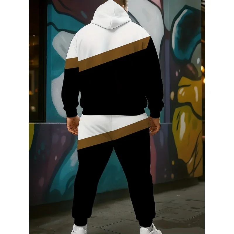 Men's super large hooded sweatshirt with contrasting letter print fashion brand sports two-piece set