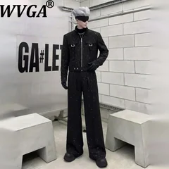 WVGA Spring Autumn New Men High-end Gold-embossed Starry Pattern Coats Niche Chic Casual Straight Pants Two-piece Set Ins W26600