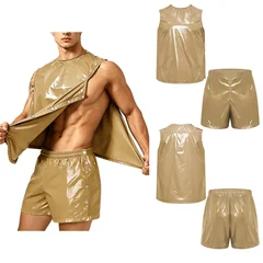 Men Adaptive Waterproof Sweat Outfit Tank Top and Side Buttons Boxer Shorts Quick Dry Comfortable Special Needs Workout Training