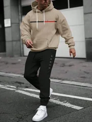 Tracksuit Sets Men's Casual Fleece Warm Hoodies Pants 2PCS Mens Long Sleeve Sport Suit Male Pullover Hoodies Sports Clothing