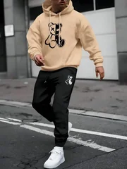 Tracksuit Sets Men's Casual Fleece Warm Hoodies Pants 2PCS Mens Long Sleeve Sport Suit Male Pullover Hoodies Sports Clothing