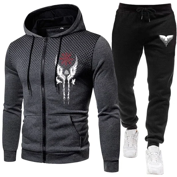Men's Set Autumn Winter Hot Sale Zipper Jacket and Sweatpants Male Outdoor Casual Fashion Sportswear Hooded Sweatshirt Outfits