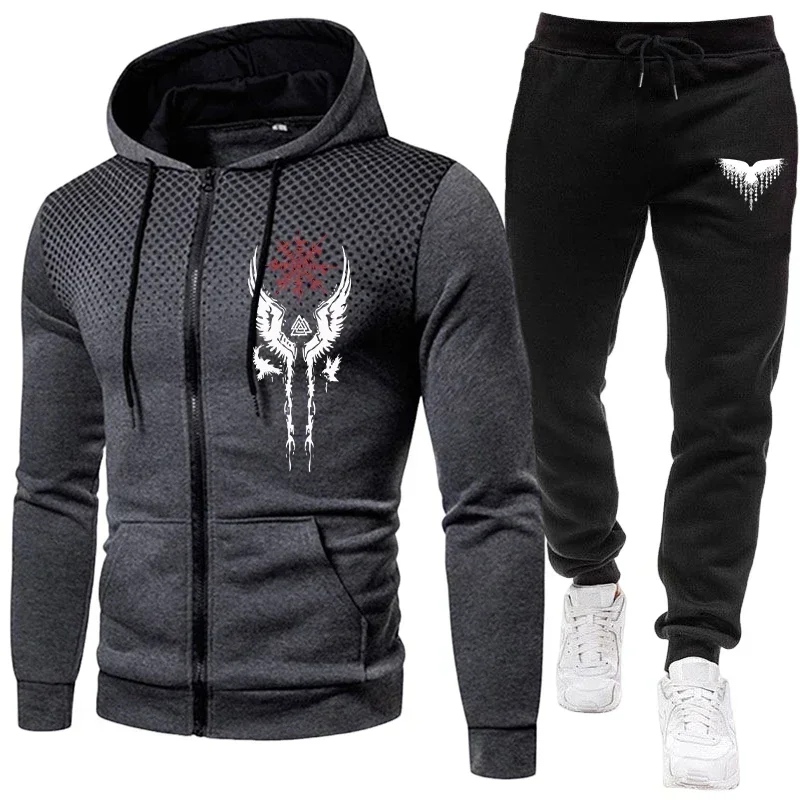 Men's Set Autumn Winter Hot Sale Zipper Jacket and Sweatpants Male Outdoor Casual Fashion Sportswear Hooded Sweatshirt Outfits